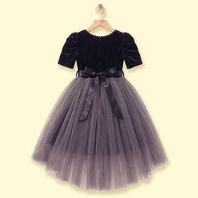 Girls Black Solid High-Low Party Dress Party Dresses