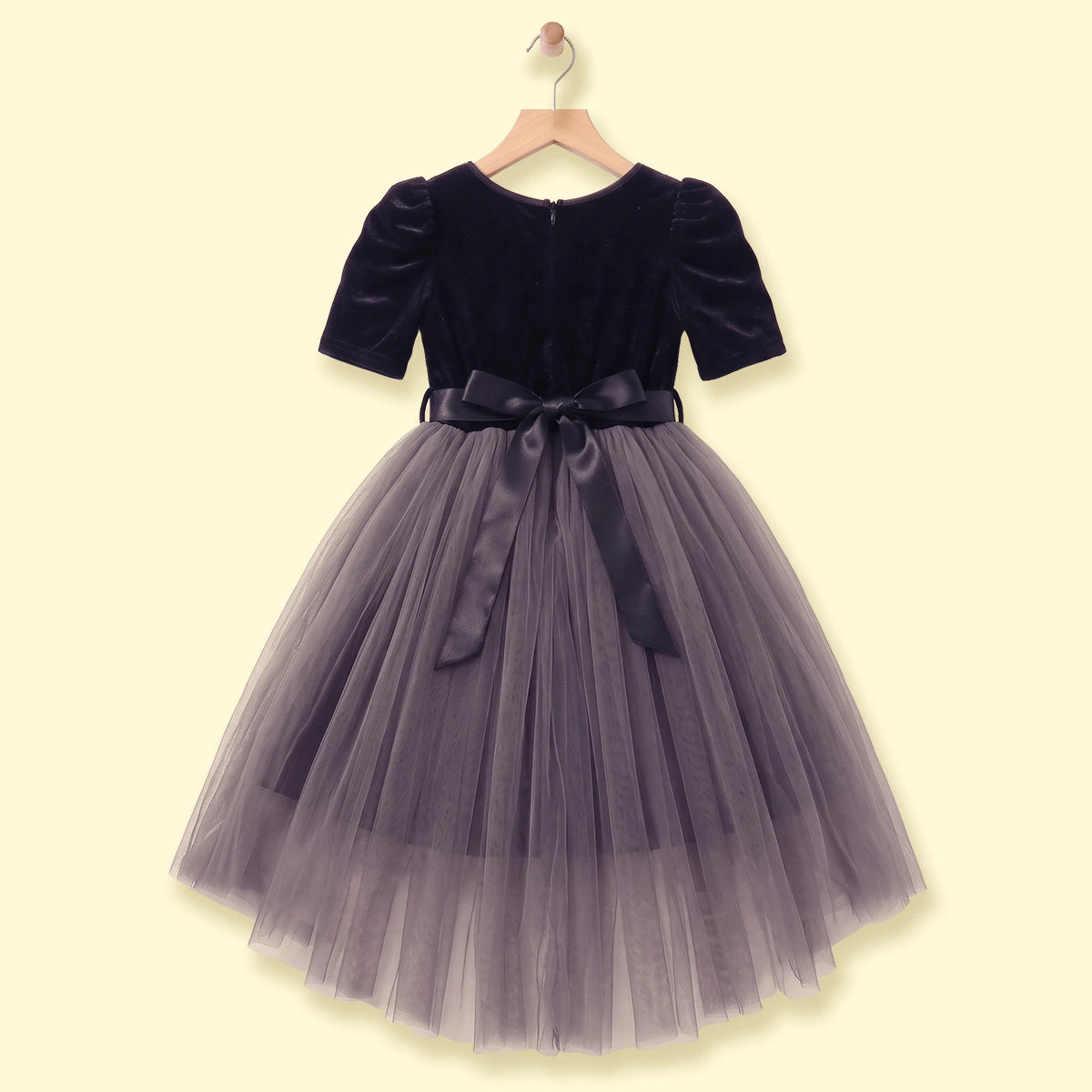 Girls Black Solid High-Low Party Dress Party Dresses