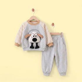 Boys Grey Dog Applique Sweatshirt With Pants Sets 2 pc. Sets Grey 2-3 Y