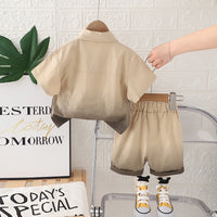 Boys Dark Brown Ombre Dyed Short Sleeve Shirt With Shorts Set 2 pc. Sets