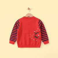 Boys Red Self-Design Christmas Themed Knitted Sweater Sweaters & Cardigans