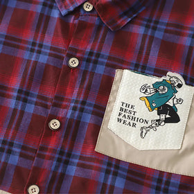Boys Red Checked Short Sleeve Shirt With Printed T-Shirt And Denim Shorts Sets 3 pc. Sets