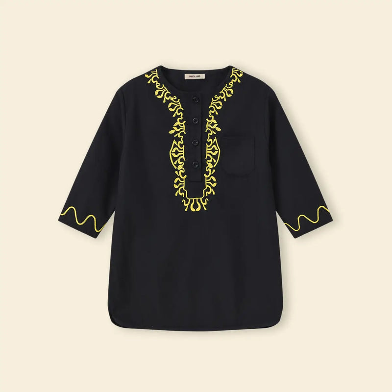 Boys Black Embroidered Kurta With Pajama Sets Ethnicwear Boys