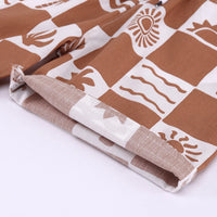 Boys Brown Tropical Print Checked Shirt With T-Shirt And Shorts Sets 3 pc. Sets