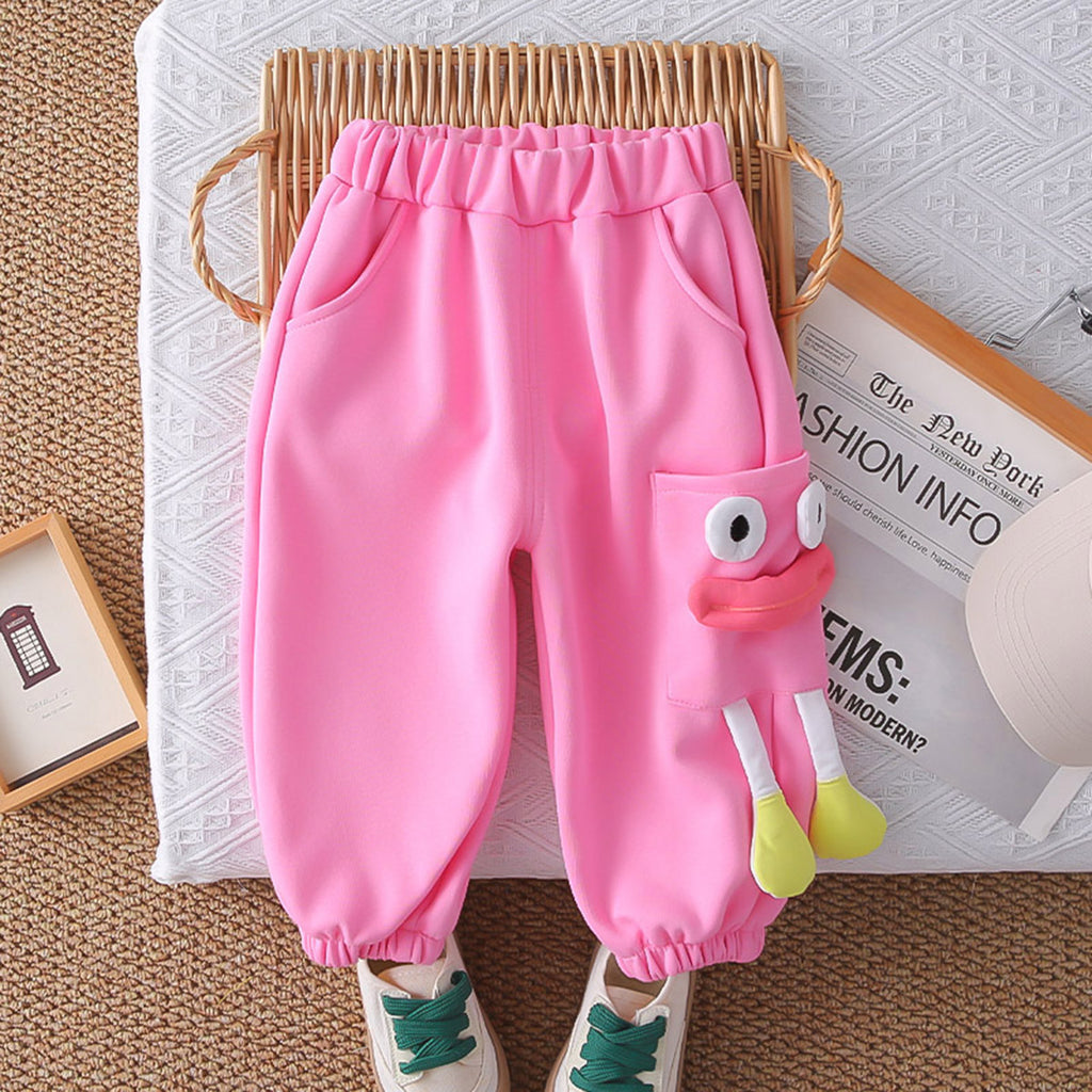 Girls Pink Solid Polo Neck Sweatshirt With Joggers Co-ord Set 2 pc. Sets