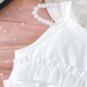Girls White Ruffle Halter Top With Shorts Co-ord Sets Sets
