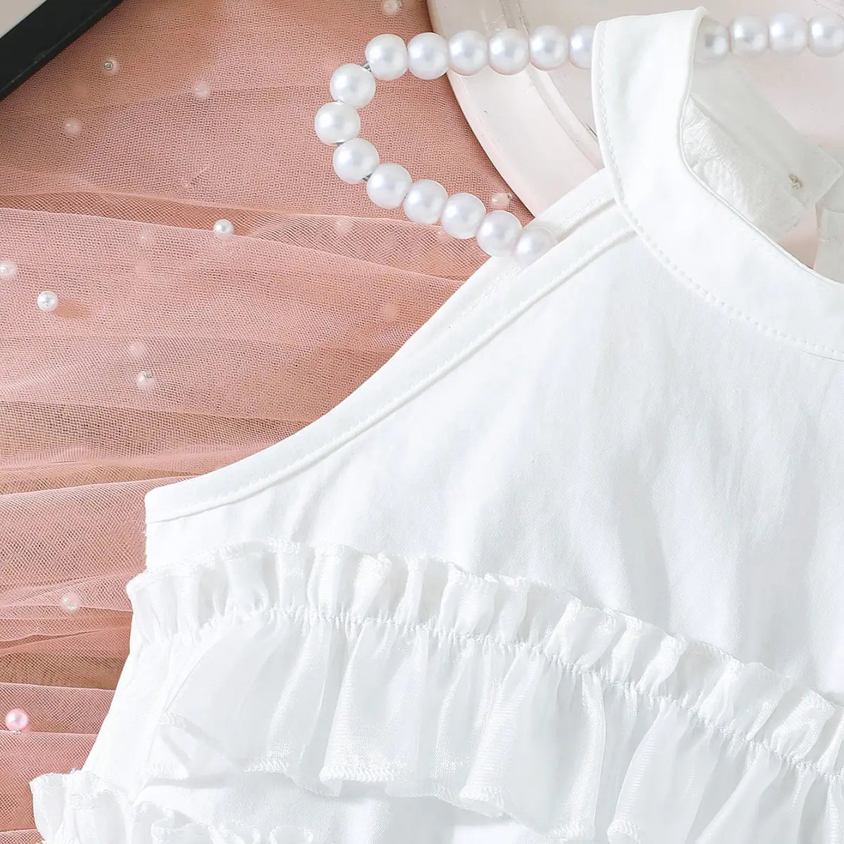 Girls White Ruffle Halter Top With Shorts Co-ord Sets Sets
