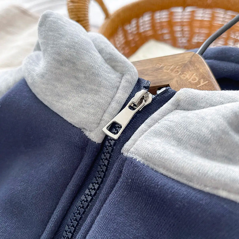 Boys Grey Regular Hooded Sweatshirt With Trouser Sets 3 pc. Sets
