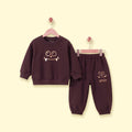 Boys Dark Brown Smiley Printed Sweatshirt & Joggers Co-ord Sets Sets Dark Brown 1-2 Y