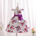 Girls Purple Floral Printed Cap Sleeve Fit & Flare Party Wear Dress Party Dresses Purple 2-3 Y