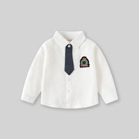 Boys White Shirts With Attached Neck-tie Shirts