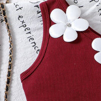 Girls Maroon Floral Applique Top With Shorts Sets 2 pc. Sets