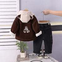 Boys Long Sleeves Dark Brown Jacket With Sweatshirt And Pants Sets 3 pc. Sets