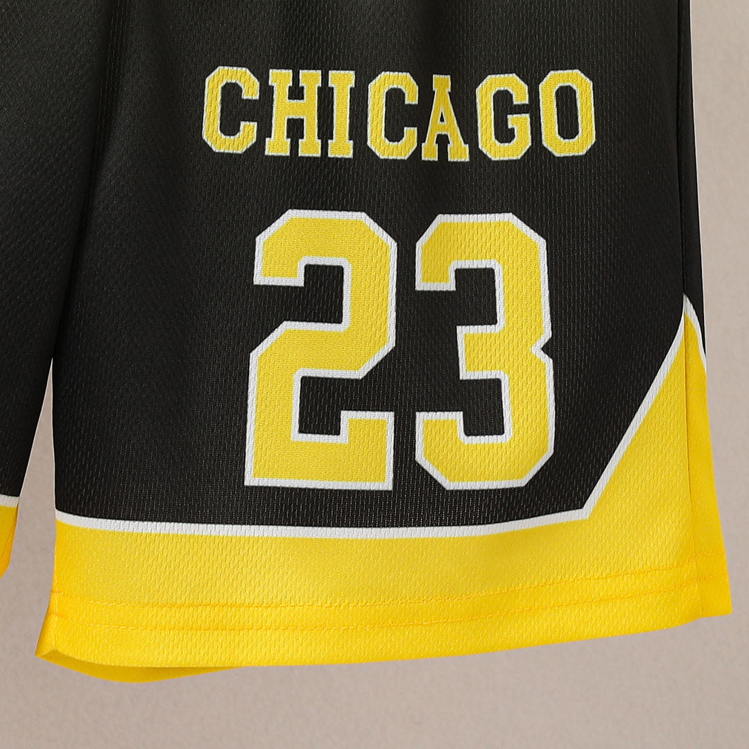 Boys Yellow Chicago Print Sleeveless T-Shirt With Shorts Set 2 pc. Sets