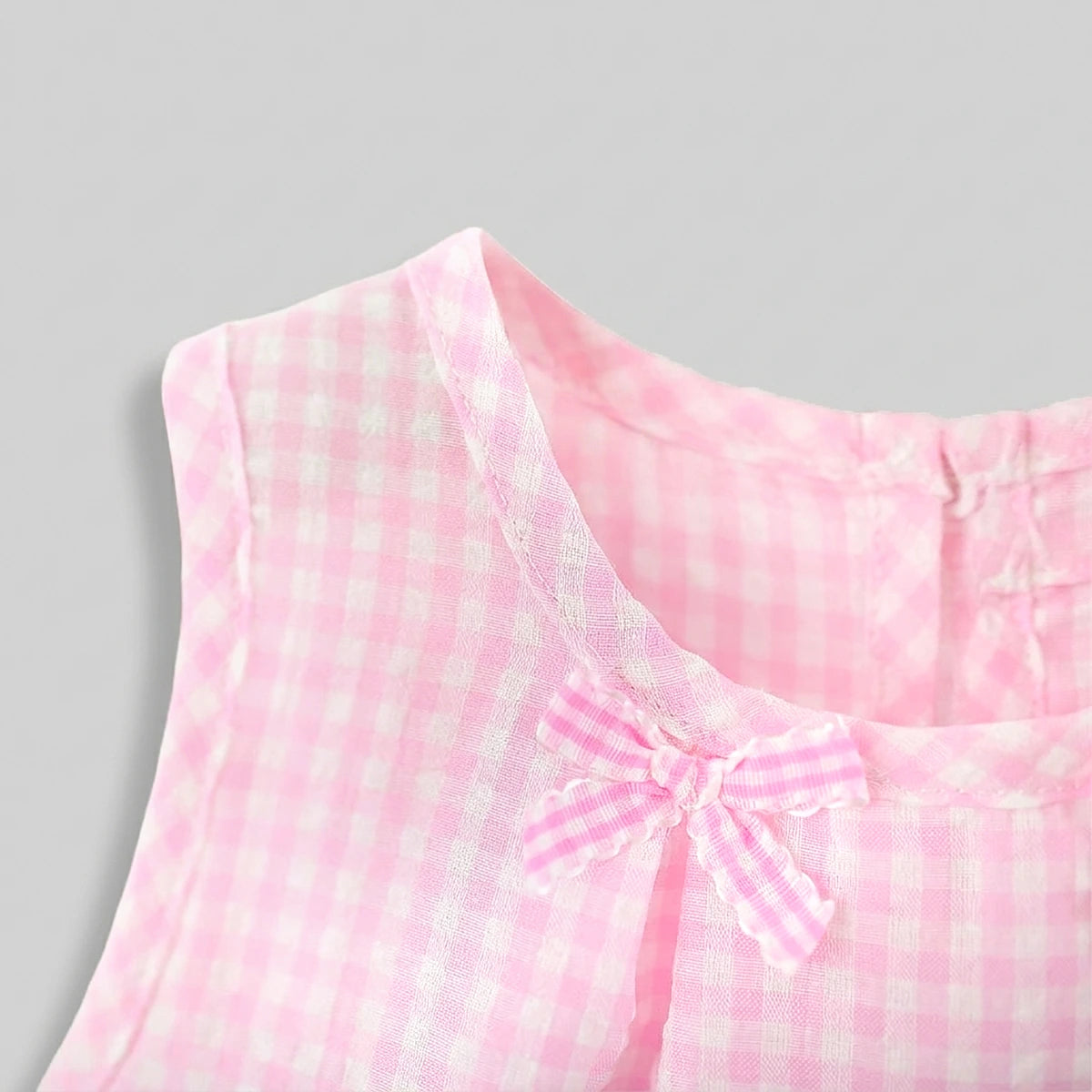 Girls Pink Checked A-line Top With Shorts Sets Sets