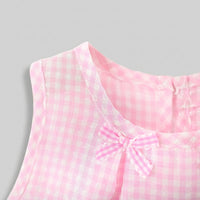 Girls Pink Checked A-line Top With Shorts Sets Sets