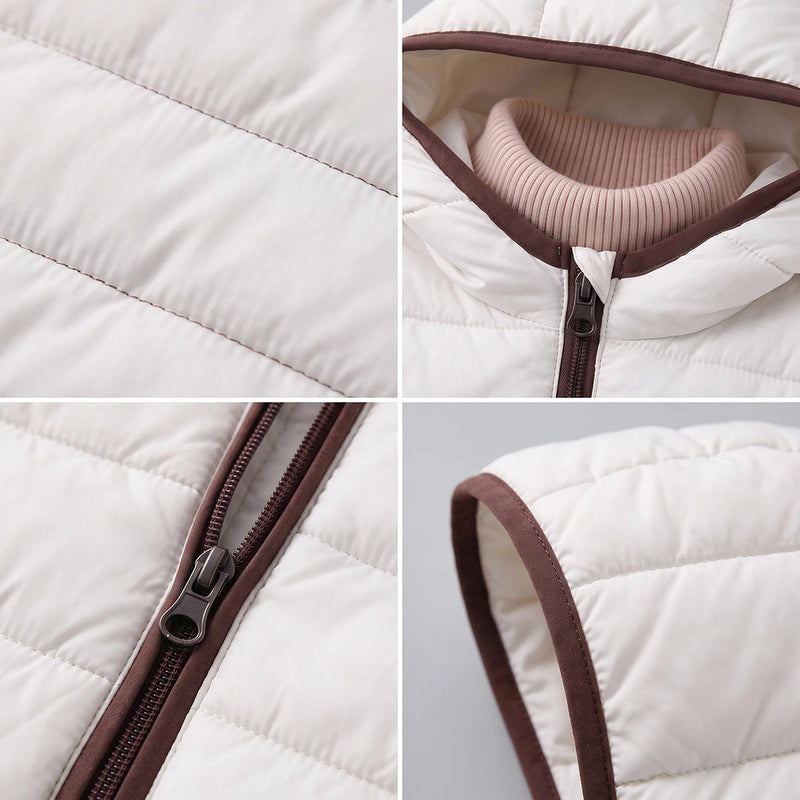 Girls Off White Hooded Zip-up Puffer Jacket Coats & Jackets