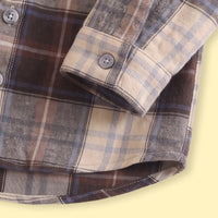 Boys Brown Checked Long Sleeve Hooded Shirt Shirts