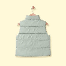 Boys Light Green Sleeveless Quilted Puffer Jacket Coats & Jackets