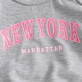 Girls Light Grey Typographic Print Raglan Sleeve T-Shirt With Shorts Sets 2 pc. Sets