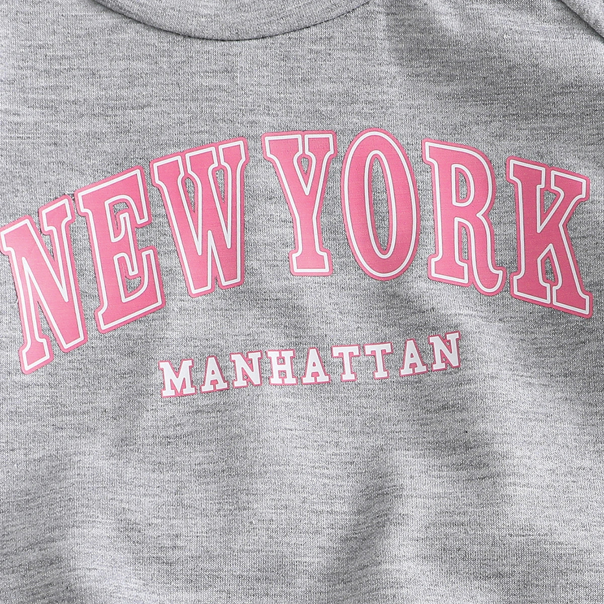 Girls Light Grey Typographic Print Raglan Sleeve T-Shirt With Shorts Sets 2 pc. Sets