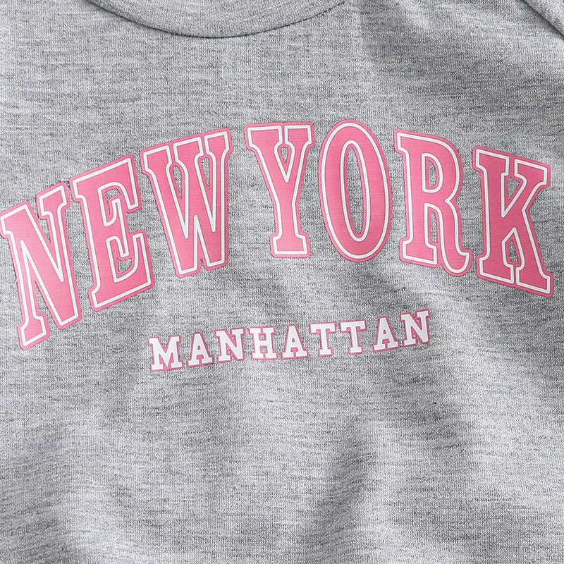 Girls Light Grey Typographic Print Raglan Sleeve T-Shirt With Shorts Sets 2 pc. Sets