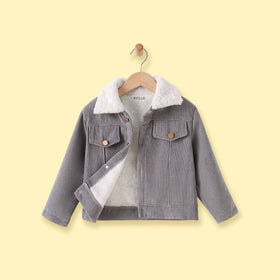 Girls Grey Textured Long Sleeve Jacket Coats & Jackets Grey 3-4 Y