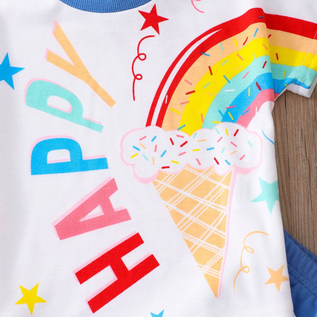 Boys White Graphic T-Shirt With Shorts Set 2 pc. Sets