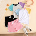 Girls Multicolor Color-blocked Raglan Sleeve T-Shirt With Sets - Pack of 2 Sets Multicolor 2-4 Y