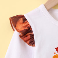 Girls White Happy Halloween Print Top With Skirt Sets 2 pc. Sets