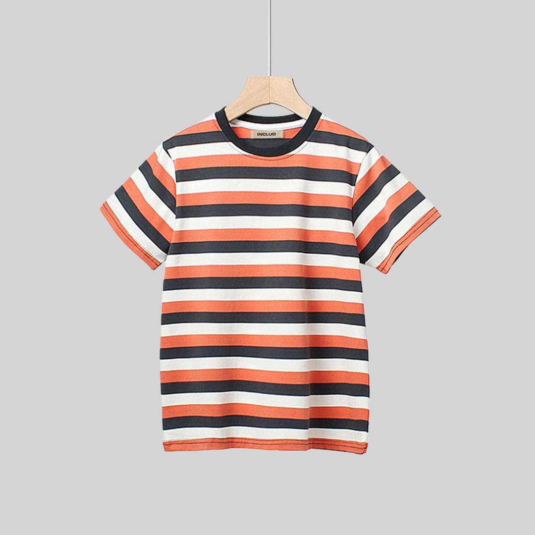 Girls Striped Short Sleeves T-shirt Tshirts   