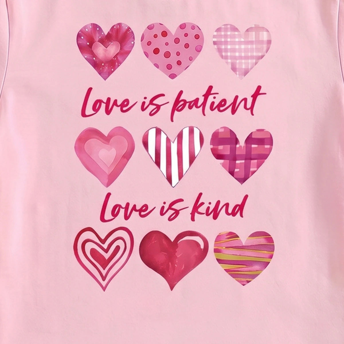 Girls Pink Heart Print Short Sleeve T-Shirt Tshirts