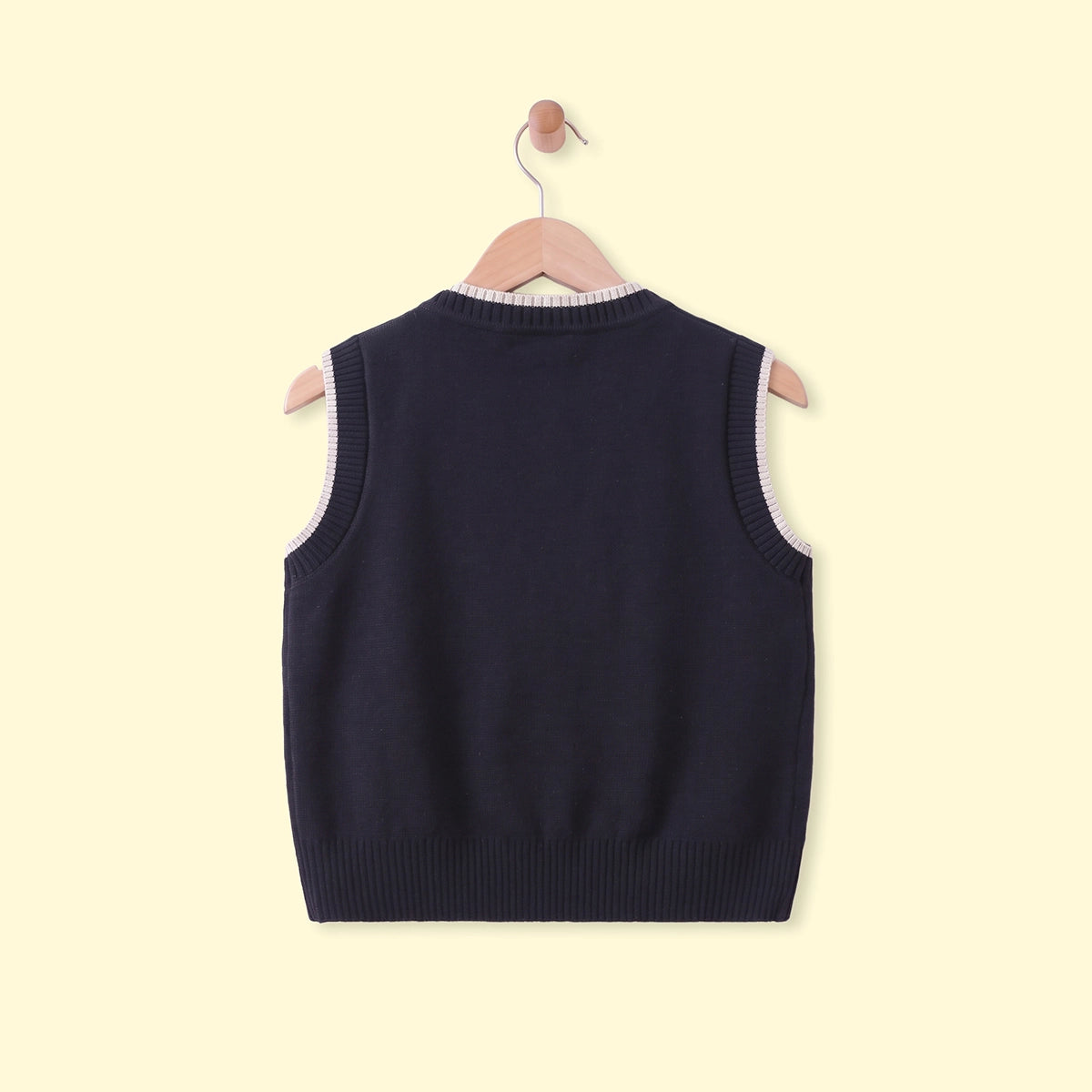 Boys Navy Blue Jacquard V-Neck Sweater Vest Sweaters & Cardigans