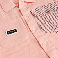 Boys Peach Checked Short Sleeves Shirt With Shorts Sets Sets