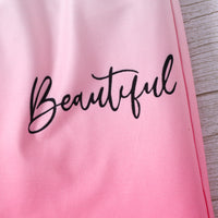 Girls White-Pink Ombre Effect T-shirt with Shorts Set Sets