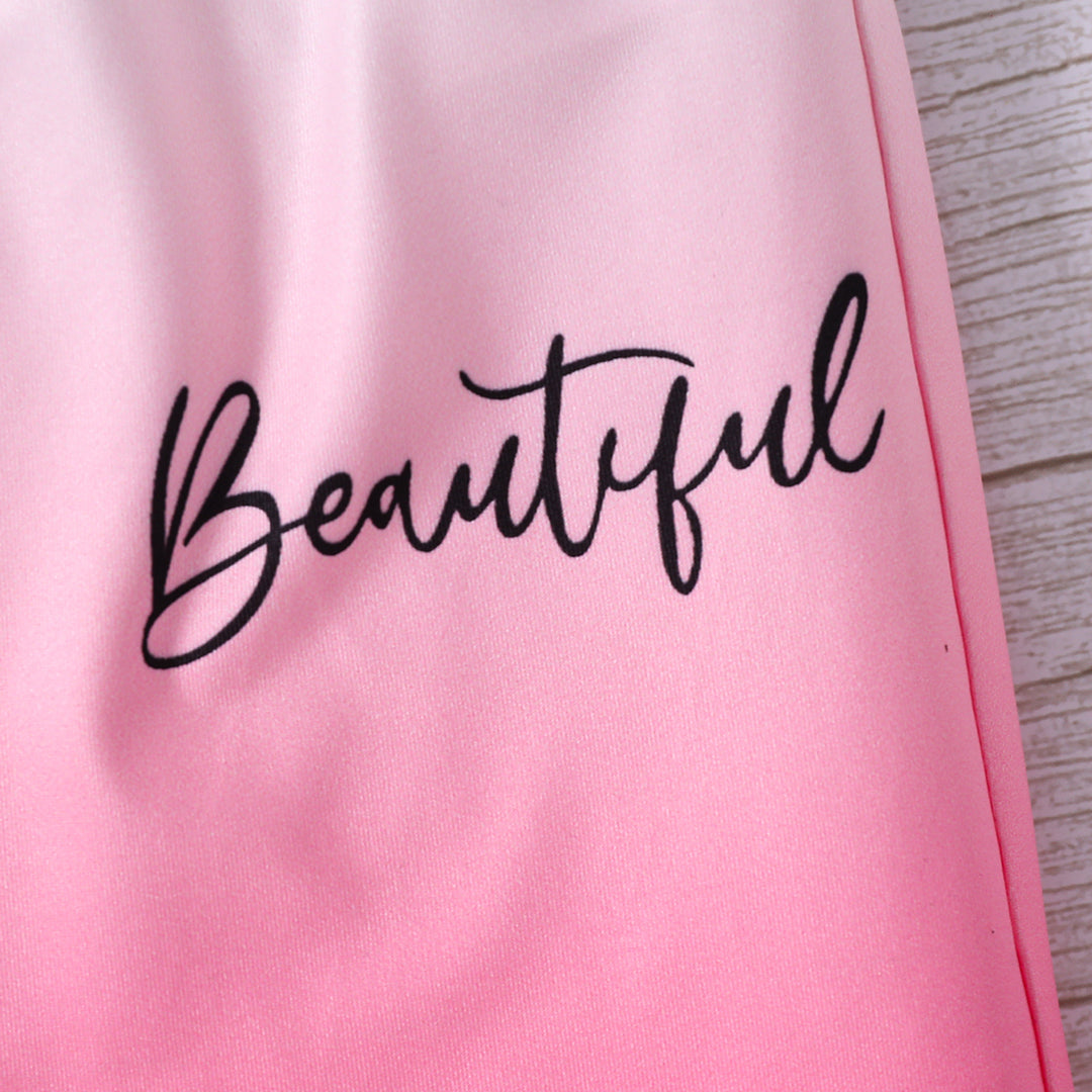 Girls White-Pink Ombre Effect T-shirt with Shorts Set Sets