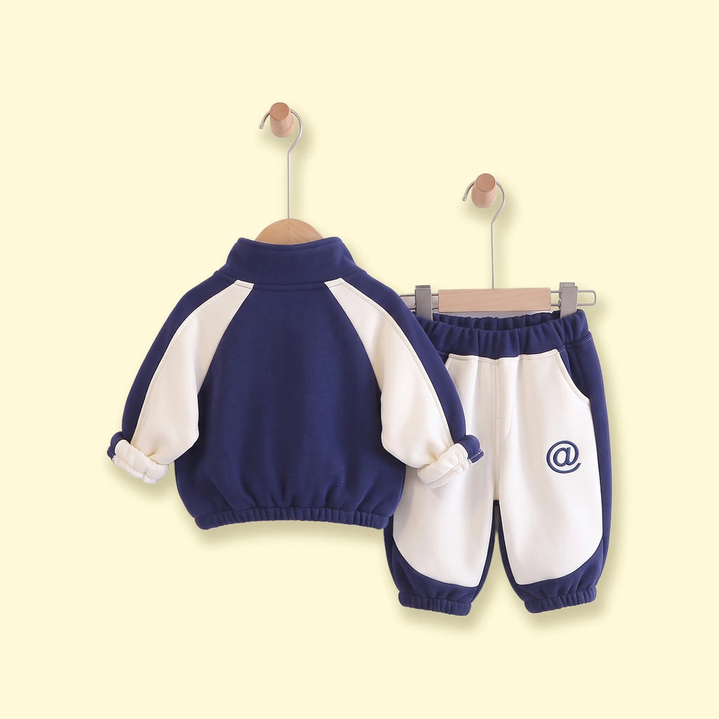 Boys Navy Blue Striped Jacket & Joggers With T-Shirt Sets 3 pc. Sets