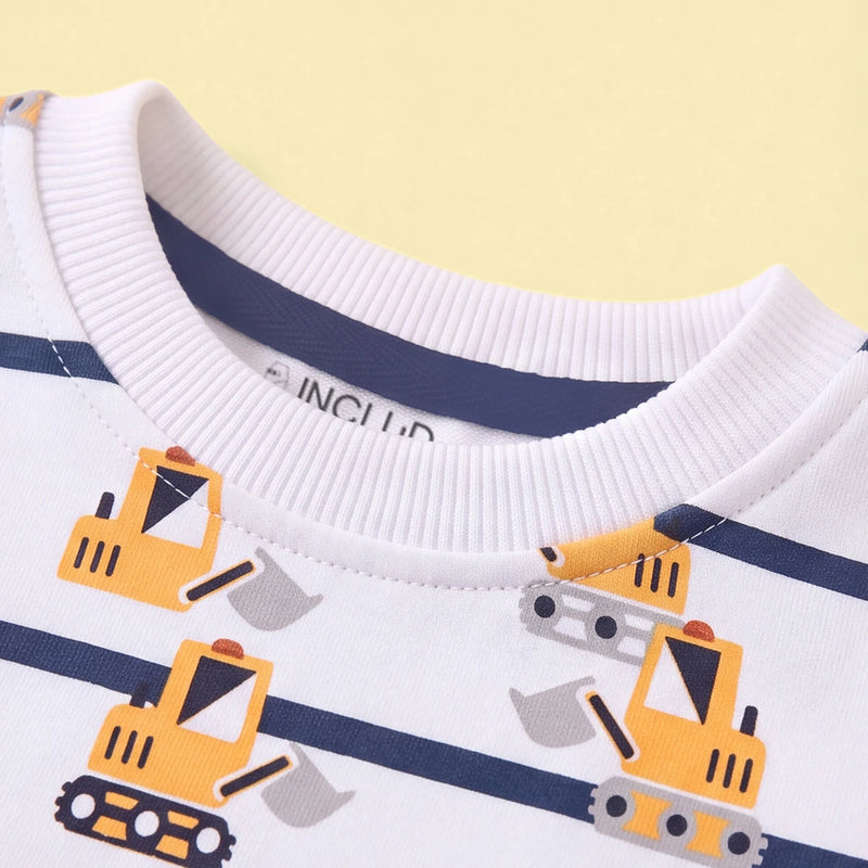 Boys White Round Neck Graphic Sweatshirt Sweatshirts & Hoodies