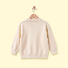 Girls Cream Floral Applique Long Sleeve Sweater Sweaters & Cardigans