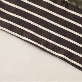 Boys Dark Brown Striped T-Shirt With Pocket & Denim Shorts Sets Sets