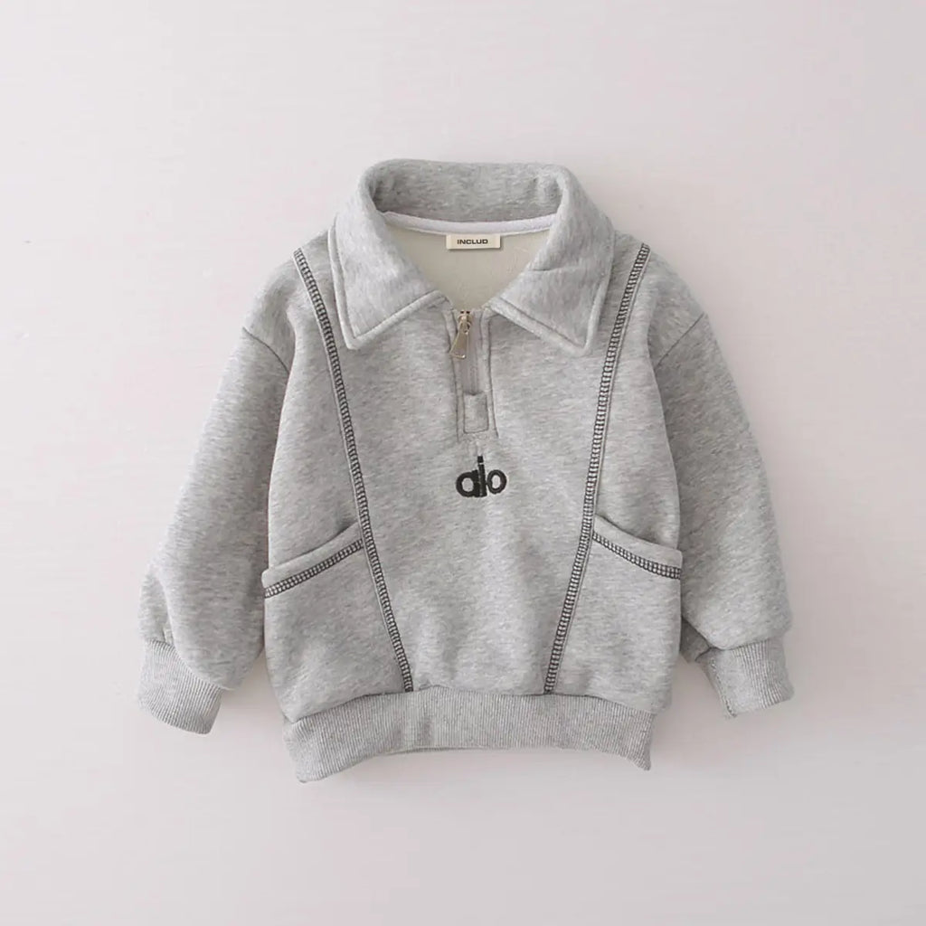 Boys Grey Polo Sweatshirt With Jogger Co-ord Sets Sets