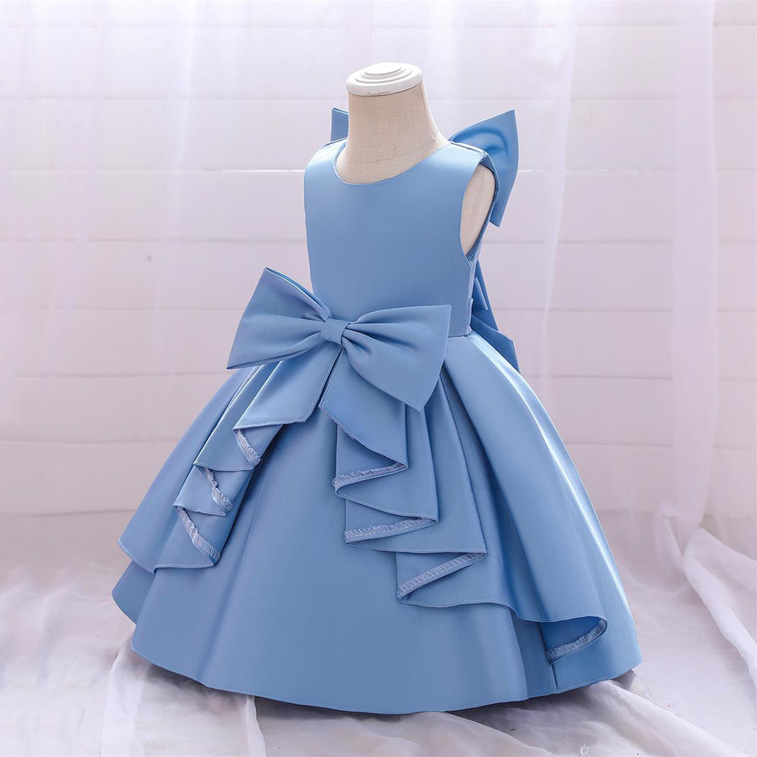 Girls Bow Applique Party Wear Dress Party Dresses   