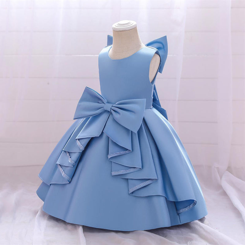 Girls Bow Applique Party Wear Dress Party Dresses   