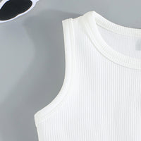 Girls White Sleeveless Crop Top with Flared Skirt Set 2 pc. Sets