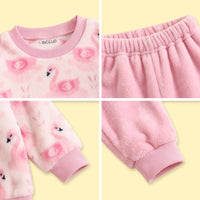 Girls Pink Swan Printed Sweatshirt With Pants Sets 2 pc. Sets