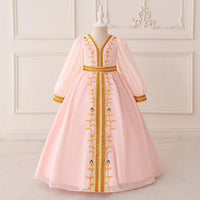 Girls Pink Embroidered Fit & Flare Dress With Long Sleeves Casual Dresses Pink 3-4 Y