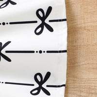 Girls White Bow Printed Long Sleeves Fit & Flare Dress Casual Dresses