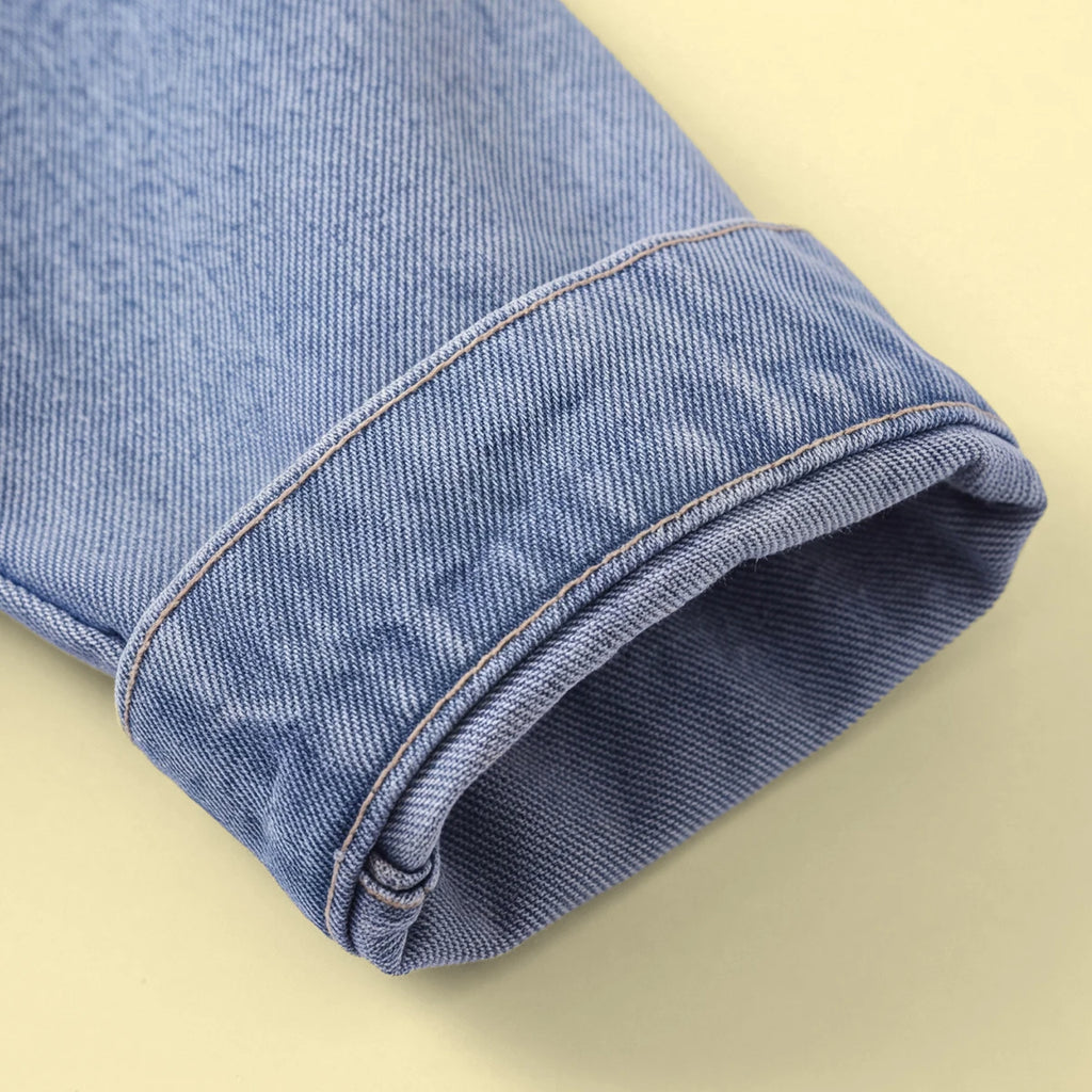 Girls Blue Applique Long Sleeve Denim Jacket Coats & Jackets