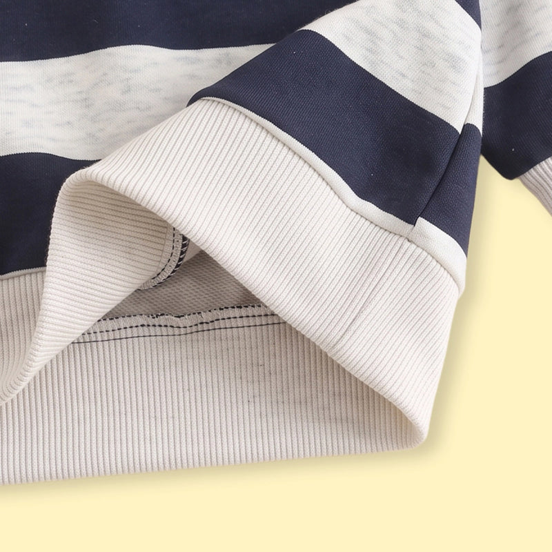 Boys Navy Blue Striped Long Sleeve Sweatshirt Sweatshirts & Hoodies