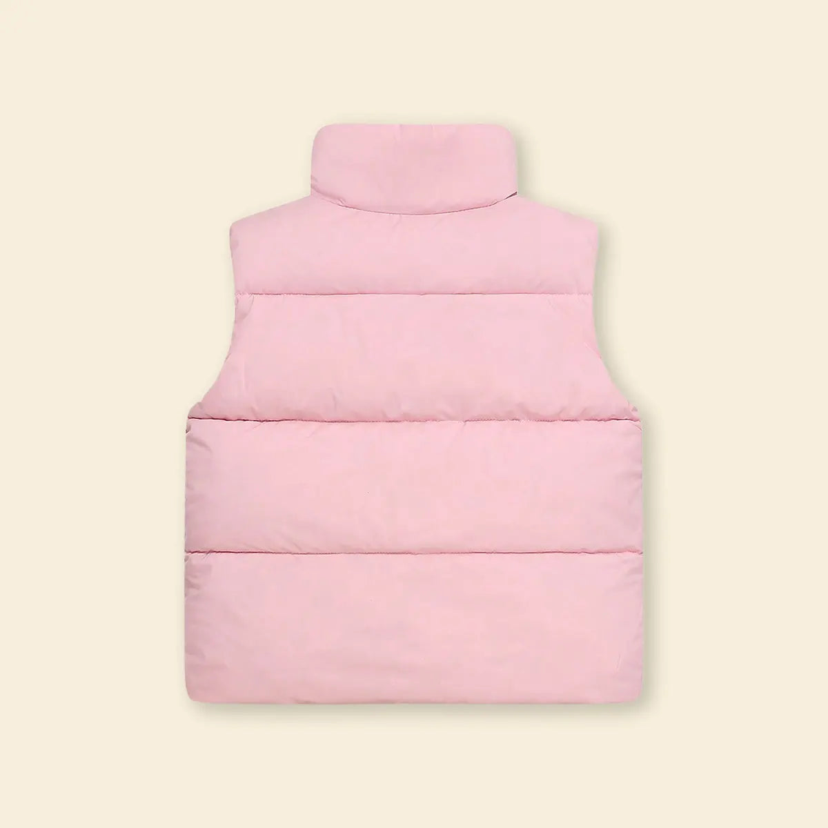 Girls Pink Quilted Puffer Vest With Stand-up Collar Coats & Jackets